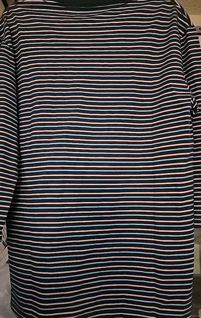 NWT Vast Surfer Tee Shirt Navy Multicolor Stripe Mens Large D50 Raglan New - Picture 2 of 5